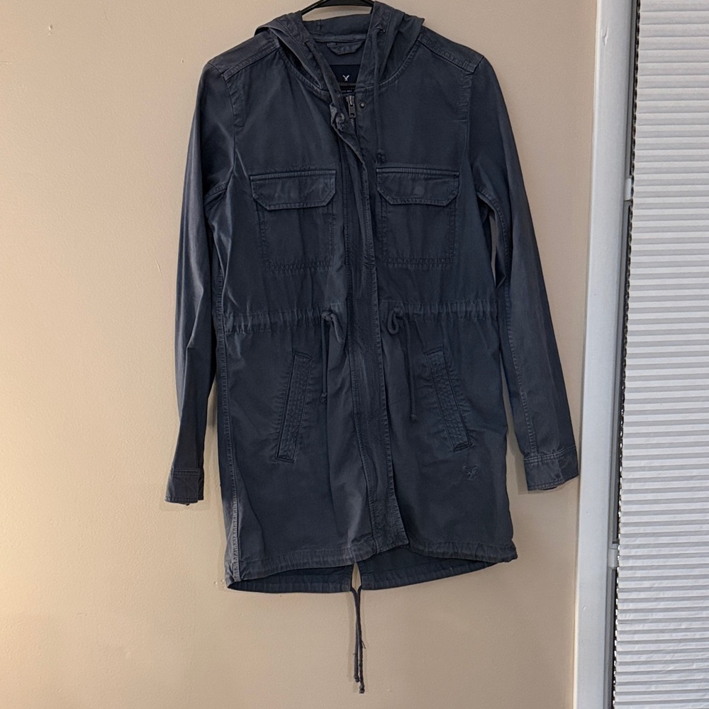 American Eagle Outfitters Charcoal Hooded Jacket